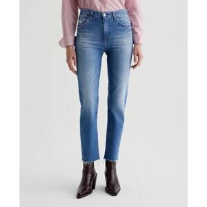 AG Denim Saige Crop High Rise Straight Jeans Sz 28 Light Wash Blue Denim Nice!